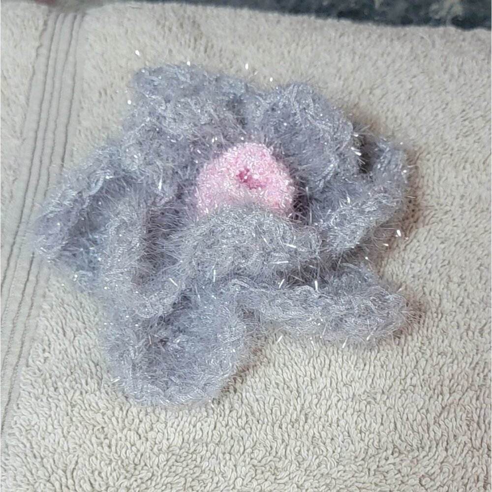 Gray and Pink Flower Scrubby